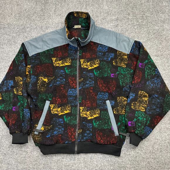 Vintage Obermeyer Mens Colorblock Retro Fleece Full Zip Jacket - Size S Jackpot - Picture 1 of 11
